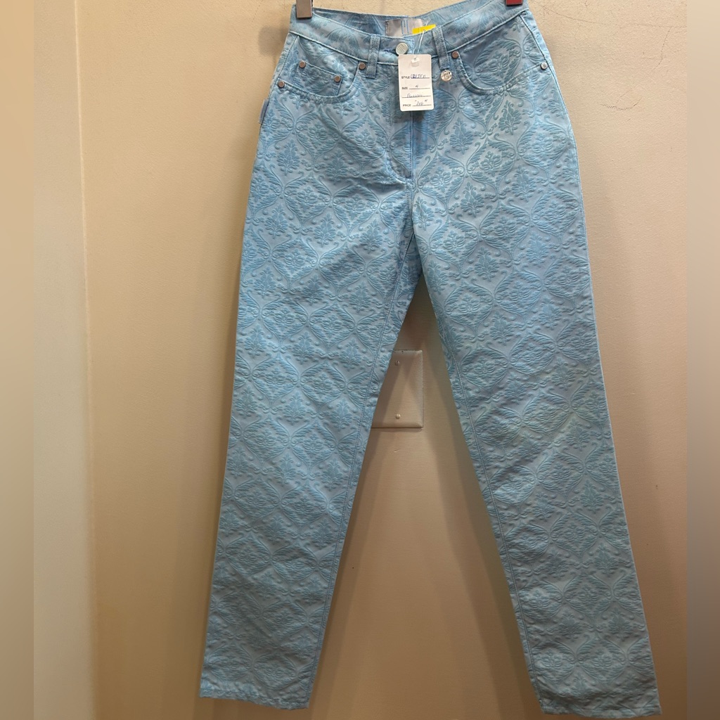 M By Missoni Light Blue Textured High Rise Pants